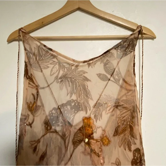 Free People Sheer Floral Beaded Slip Dress Size S - Picture 6 of 12